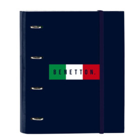 Classeur Safta Benetton Flag 4 Anneaux A4 - Bleu Marine, 100 Feuilles