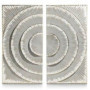 Décoration Murale Moderne en Bois MDF - 2 Cercles Argentés et Gris