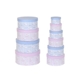 Ensemble de Boîtes de Rangement Empilables DKD Home Decor - Bleu Rose
