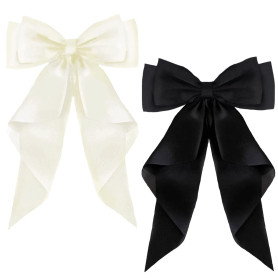 ZEVONDA Grande Pince à Cheveux - Arcs à Cheveux Grand Pinces à Cheveux Big Bow avec Long Satin Soyeux Barrettes à Cheveux pour F