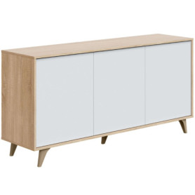 Buffet 3 Portes Kikua Plus en Blanc et Chêne Canadien