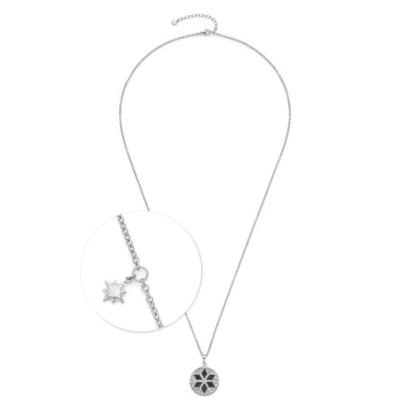 Collier long en acier inoxydable argenté avec pendentif étoile