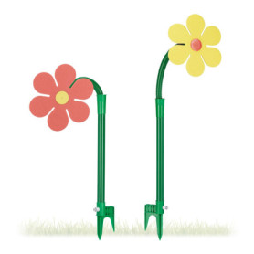 Lot de 2 Fleurs Arroseuses Relaxdays pour Jardin - Rouge et Jaune