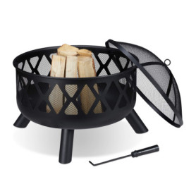 Brasero de Jardin Relaxdays avec Protection Étincelles - Ø 62 cm