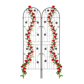 Tuteur de Jardin Relaxdays en Métal Noir - Lot de 2 Treillis Autonomes pour Plantes