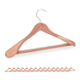 Lot de 16 Cintres en Bois de Cèdre pour Costumes - Antimite et Épaules Larges