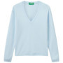 Pull en Coton Bleu à Col V pour Femme - United Colors of Benetton