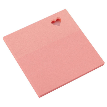 Notes Autocollantes en Forme de Cœur - Pack de 50 Feuilles Roses