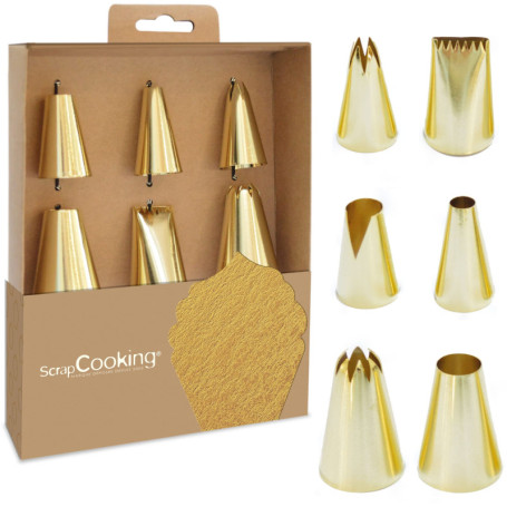 Coffret de 6 Douilles Dorées pour Pâtisserie - ScrapCooking