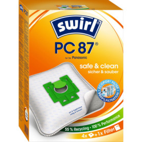 Lot de 4 Sacs d'Aspirateur et Filtre Swirl PC 87 MP Plus AirSpace