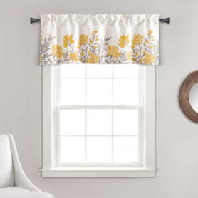 Cantonnière Florale Lush Decor Jaune et Gris 45,7 x 132,1 cm