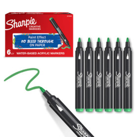 Marqueurs Créatifs Sharpie Vert à Pointe Fine - 6 Pièces