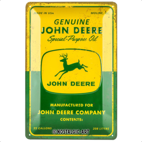 Plaque Murale Vintage John Deere en Métal - Décoration Rétro 20x30 cm