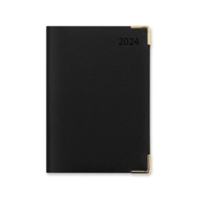 Agenda Letts Connoisseur 2024 A5 - Un Jour par Page, Couverture Noir Texturée