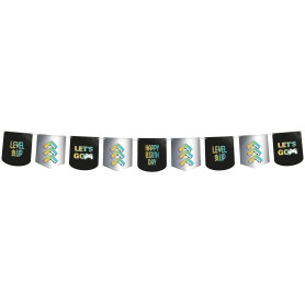 Drapeau Fanion Multicolore Level Up - 6 mètres pour Fête d'Anniversaire