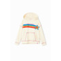 Sweat à Capuche Fille Desigual en Coton Blanc avec Poche Kangourou