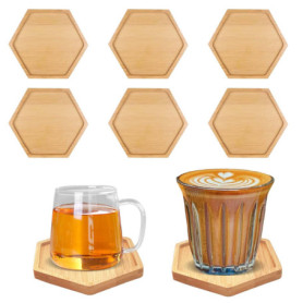 Ensemble de 8 Sous-Verres en Bambou Naturel - Élégance et Praticité