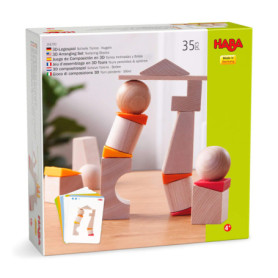 HABA Jeu d'Assemblage 3D Ça Penche - Jouet en Bois Multicolore pour Enfants à Partir de 4 Ans