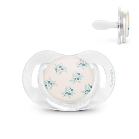 Sucette Suavinex pour Bébés 6-18 Mois - Tétine Symétrique en Silicone Poetry Bleu