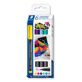 Set de 6 Feutres Permanents Staedtler Lumocolor - Pointe Moyenne 1 mm Assortis