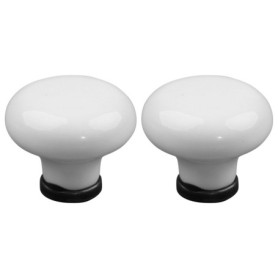 Boutons de Tiroir Vintage en Porcelaine et Nickel - Lot de 2