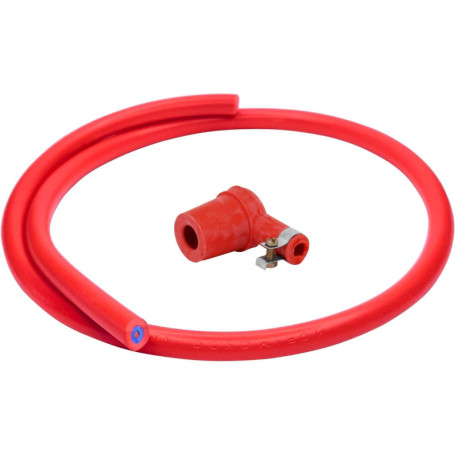 Fil à Bougie Antiparasite Rouge 1m - Câble Cuivre pour Tondeuse et Tracteur