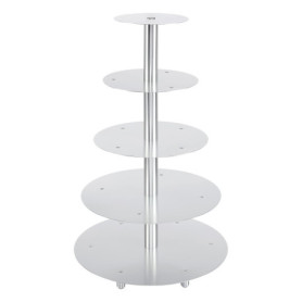 Présentoir à Gâteaux Rond 5 Étagères en Aluminium Argenté