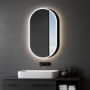 Armoire de Toilette Lumineuse Talos Oval 45x80 cm Noir avec Miroir