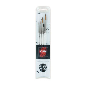 Lot de 4 pinceaux aquarelle KUM - Motif Femme Hölle, Blanc
