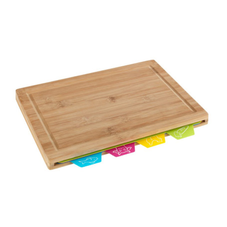 Planche à Découper en Bambou WENKO avec Rainure à Jus et Tapis Amovibles