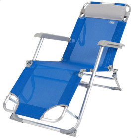 Chaise Longue Pliable AKTIVE avec Coussin - Bain de Soleil Inclinable Bleu