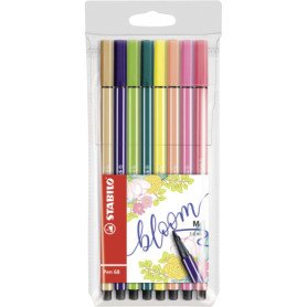 Pochette de 8 Feutres STABILO Pen 68 - Décor Fleur pour Dessin et Coloration
