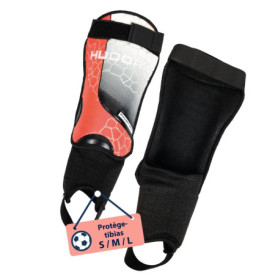 Protège-Tibias HUDORA avec Protection de Cheville - Confort Mousse Rouge Taille M