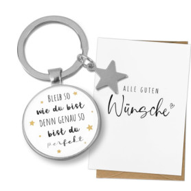 Porte-clés Métal avec Carte de Vœux en Allemand - Cadeau Anniversaire Noël