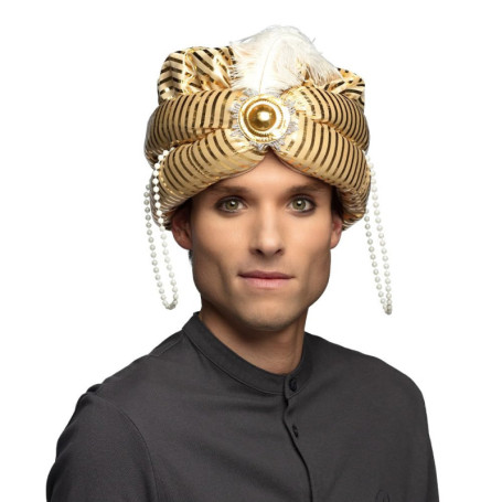 Chapeau Sultan Prince en Or - Déguisement Royal pour Fête et Carnaval
