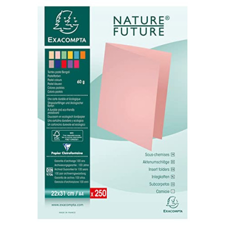 Exacompta Sous-Chemises Pastel - Lot de 5 Paquets de 250 Unités - Format A4