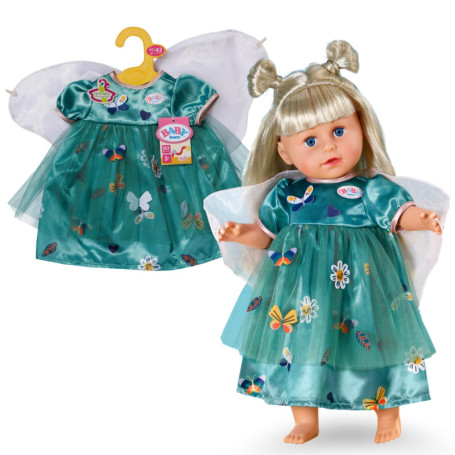 Robe de Fée Verte pour Poupée BABY born avec Ailes et Papillons