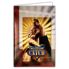 Carte d'Anniversaire CATCH Rouge pour Fans de Lutte Professionnelle avec Enveloppe Beige