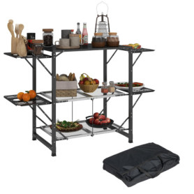 Cuisine de Camping Pliante Outsunny avec Rangement et Porte-Gobelets