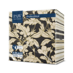 Serviette de Table en Papier Airlaid - Motif Floral Noir - 40 x 40 cm