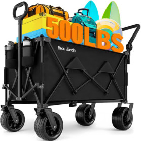 Chariot Pliable à Roulettes BEAU JARDIN pour Camping et Plage