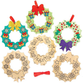 Kit de Couronnes de Noël en Bois à Décorer - Paquet de 10 pour Enfants