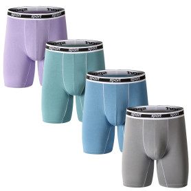 Nuofengkudu Hommes sans Couture Modal Long Boxer Doux Flex Respirant Stretch Ceinture Calecons Grande Taille Anti Irritations so