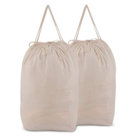 Lot de 2 Sacs à Linge Lavables en Coton avec Poignées - Idéal pour Voyage et Rangement