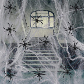 Toile d'Araignée Extensible HKVENTOR pour Halloween avec 60 Fausses Araignées