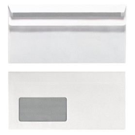 Lot de 100 enveloppes longues autocollantes Herlitz avec fenêtre - Blanches