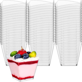 KAHEIGN 60 Mini Coupes à Dessert Transparentes en Plastique - 100ml