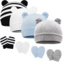 DRESHOW Set de Bonnets et Moufles Doux pour Bébé 0-6 Mois