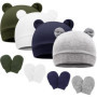 DRESHOW Bonnet et Moufles Bébé Tricotés 0-6 Mois - Doux et Confortables