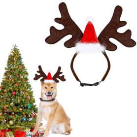 Bandeau de Noël pour Chien et Chat avec Bois de Renne